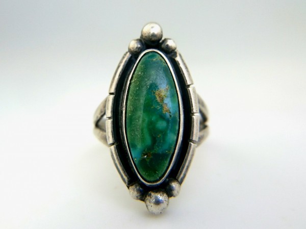  Vintage серебряный производства Navajo зеленый бирюзовый кольцо индеец ювелирные изделия ручная работа кольцо 