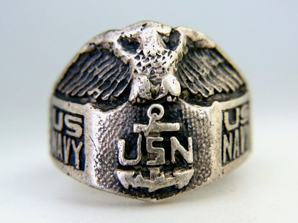 WW2 US NAVY серебряный производства USN якорь Eagle милитари кольцо военно-морской флот America армия вооруженные силы США кольцо 