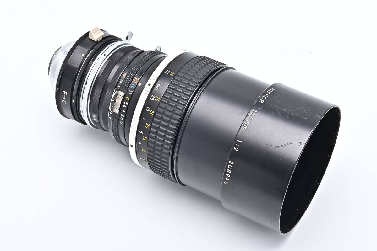 1B-537 Nikon ニコン Ai-S NIKKOR 135mm f/2 + K1～4 + F→C マウントアダプター マニュアルフォーカス 望遠 レンズ 大口径_画像4