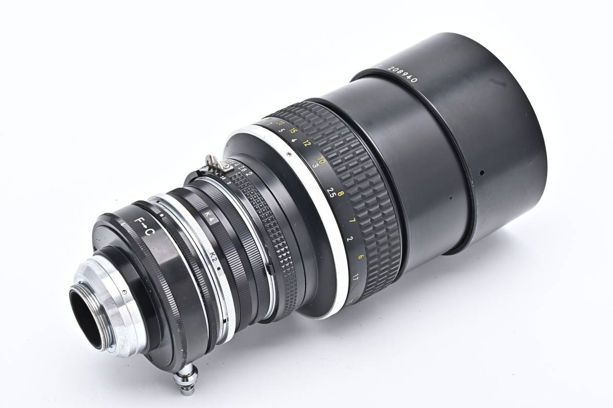 1B-537 Nikon ニコン Ai-S NIKKOR 135mm f/2 + K1～4 + F→C マウントアダプター マニュアルフォーカス 望遠 レンズ 大口径_画像7