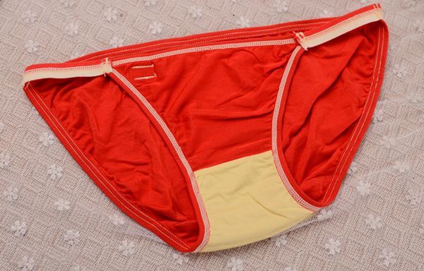 送料無料 デイリーユース用 超浅 ひも ビキニ 赤クロッチ黄色 Lサイズ ショーツ パンティー pantiesの画像10