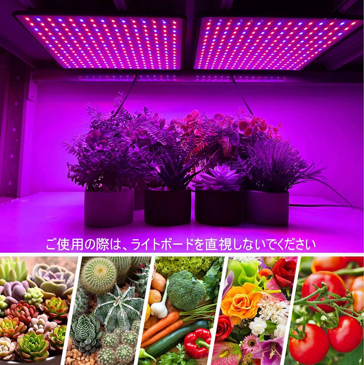【新品】GREENSINDOOR 植物育成ライト 400W相当 LEDランプ 育成用ライト パネルライト フルスペクトル フルスペクトラム パープル_画像6