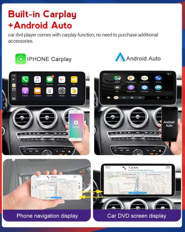 Android 12/13 12インチ　C GLC V 2014-2018 W205/X253用 NTG5.0用 Carplay ナビ ベンツ 取付業者を紹介する可能_画像4