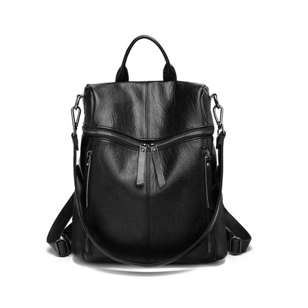 * black rucksack lady's stylish smaller mail order light weight light PU fake leather rucksack backpack Mini rucksack imitation leather .
