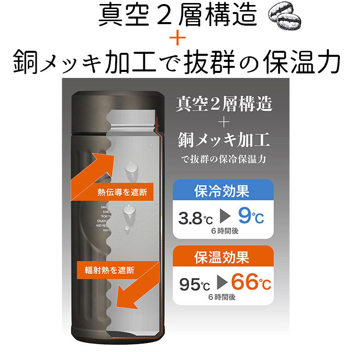 ☆ カッパー カフア コーヒーボトル 通販 抗菌 420ml 水筒 コーヒー専用ボトル QAHWA ステンレスボトル マイボトル 保冷 保温 おしゃれ テ_画像8