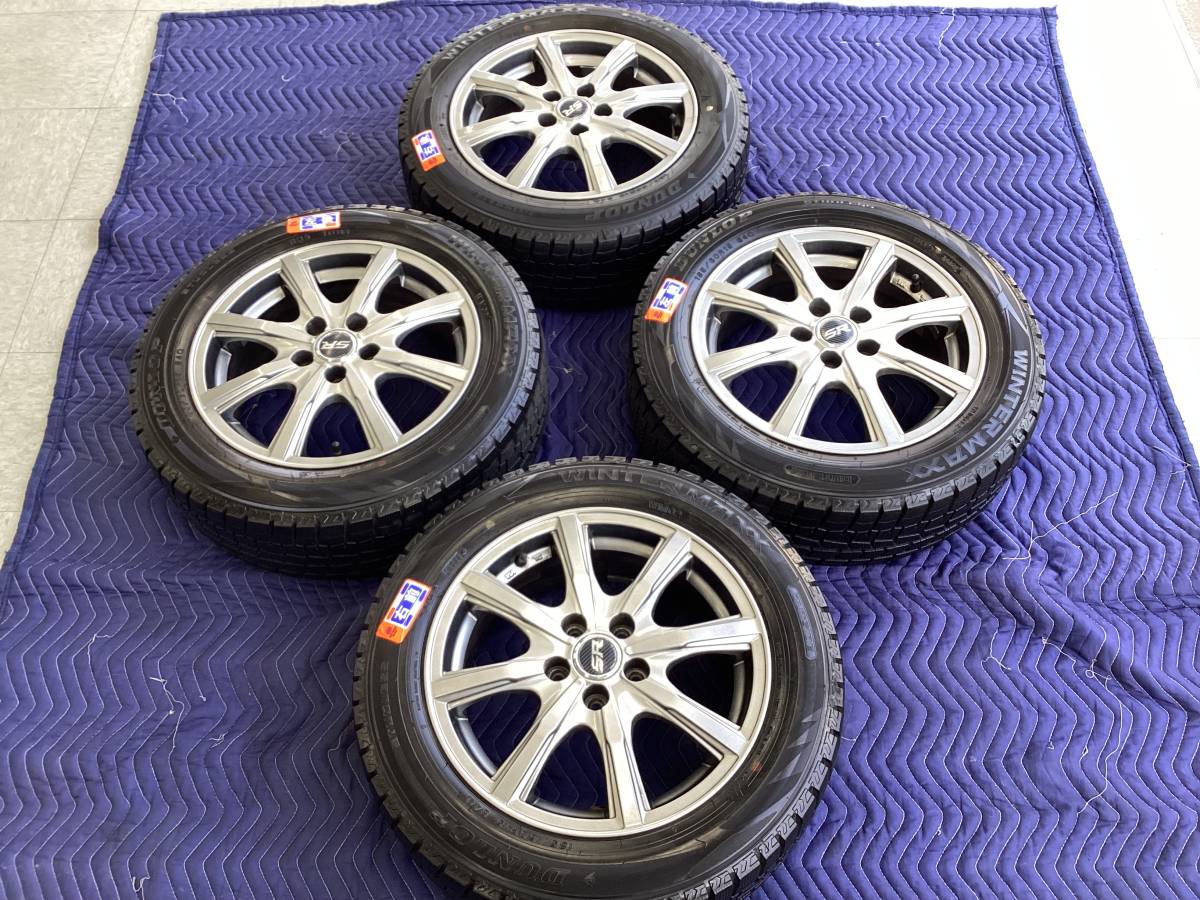 バリ山　185/60R15 アルミ付スタッドレス　DUNLOP WINTER MAXX WM02/2020年製造４本セット　15x6J 5x100 ET43 ハブ径約55 170系シエンタ_画像1