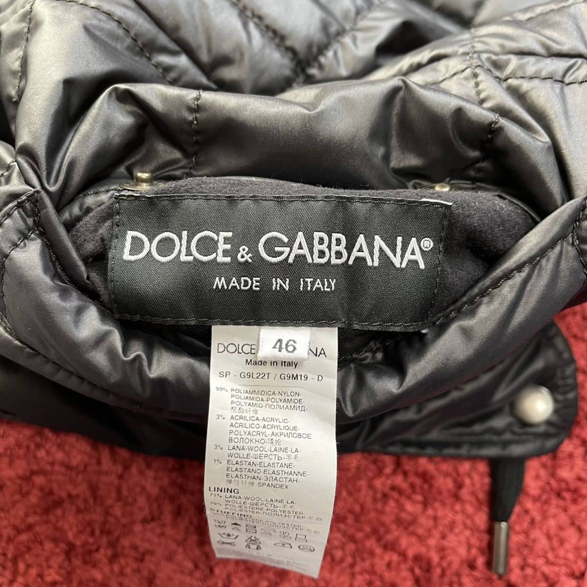 未使用級!! ドルチェ&ガッバーナ DOLCE&GABBANA リバーシブル パーカー ダウンジャケット キルティング チェック フード ロゴ L相当 黒_画像9