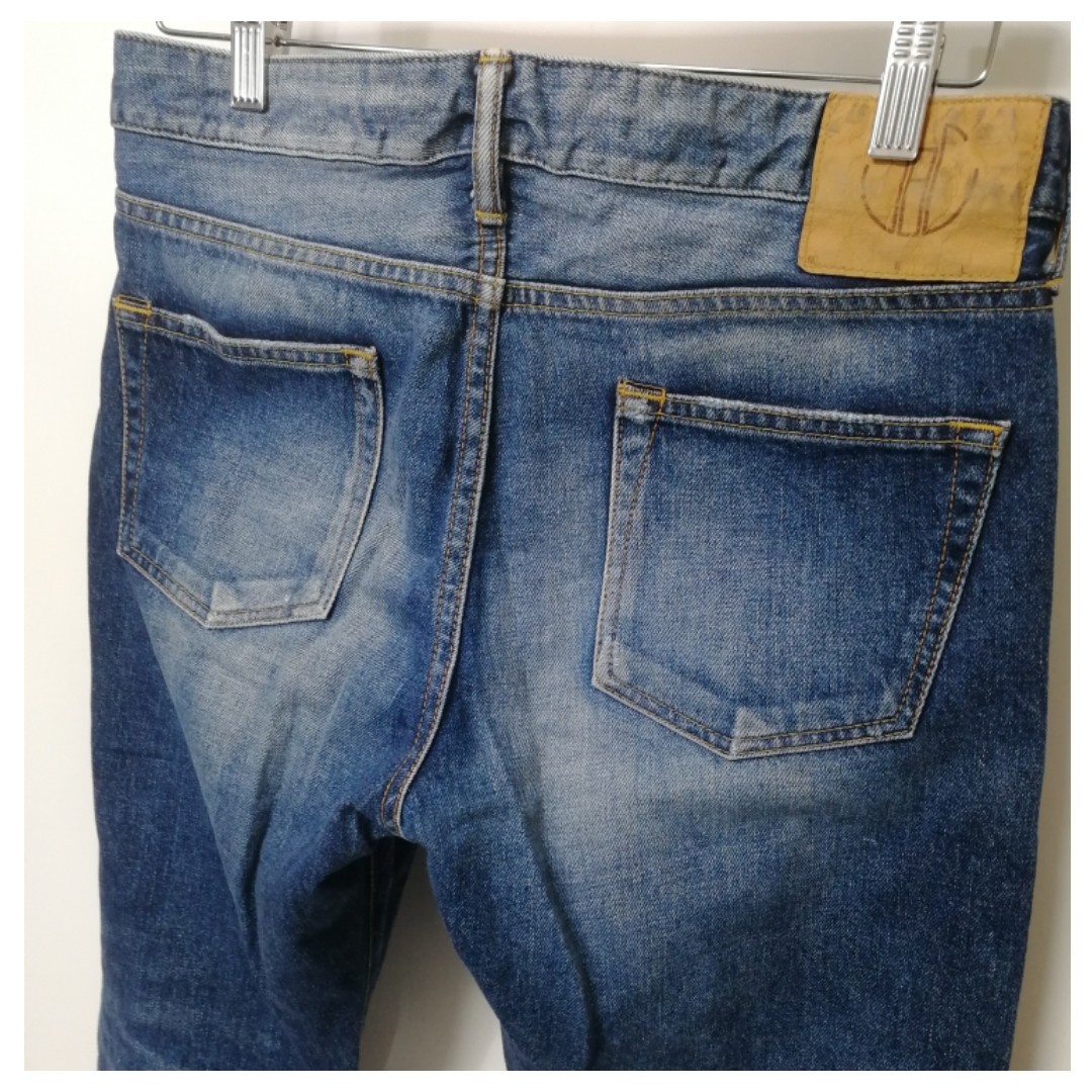 定価24,200円 JAPAN BLUE JEANSジャパンブルージーンズ12.5ozCALIF DENIM/SANTAMONICAサンタモニカアンクルカットダメージデニム　サイズ30_画像4