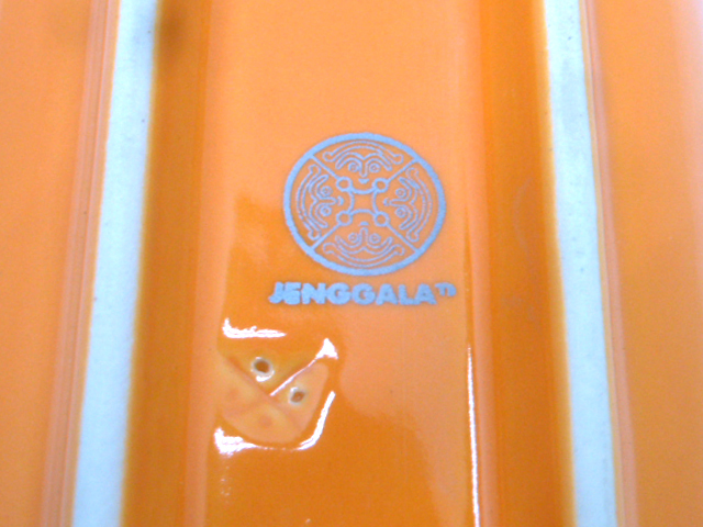 未使用品 ジェンガラ サイン 陶器 表札 スクエア マンゴーイエロー ネーム プレート 板 土台 ベース 花 フラワー オレンジ 焼き物 JENGGALA_画像8