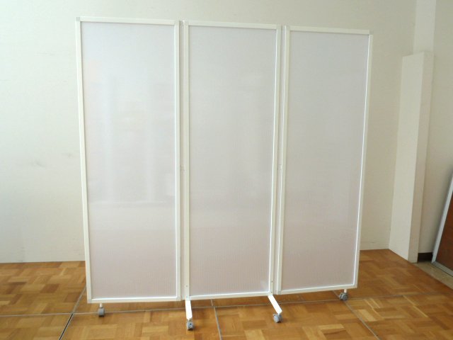  unused goods is pillar 3 ream partition half transparent width 180cm HPF0703-318PW W1800×D450×H1800mm partition divider three folding caster 