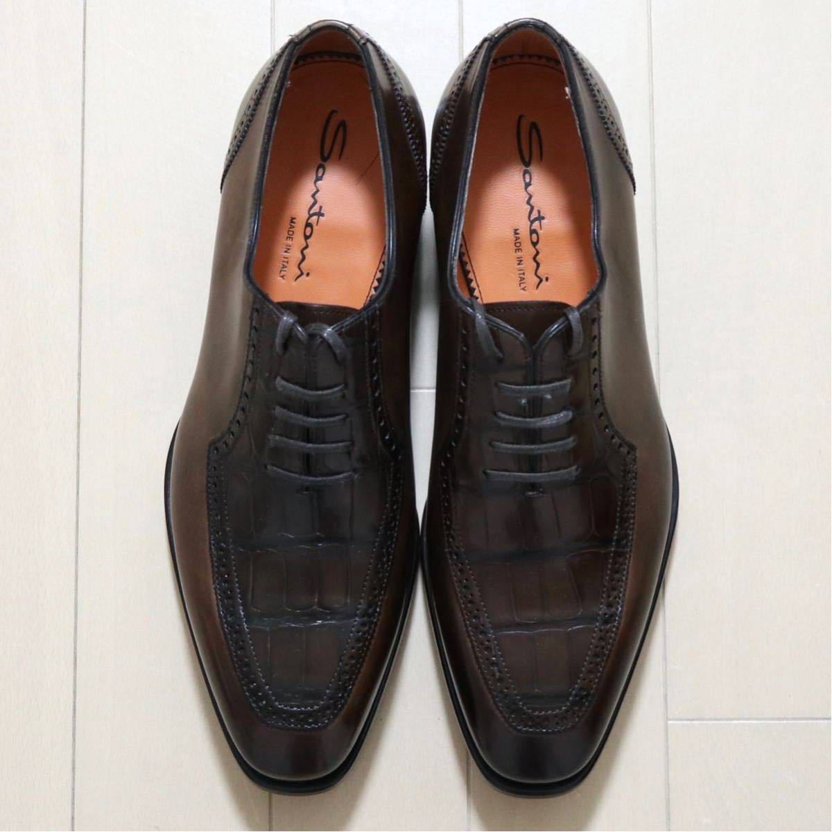 新品 SANTONI レースアップ シューズ UK5.5 (25.5cm程度) ブラウン 正規品 サントーニ ローファー 靴の画像3