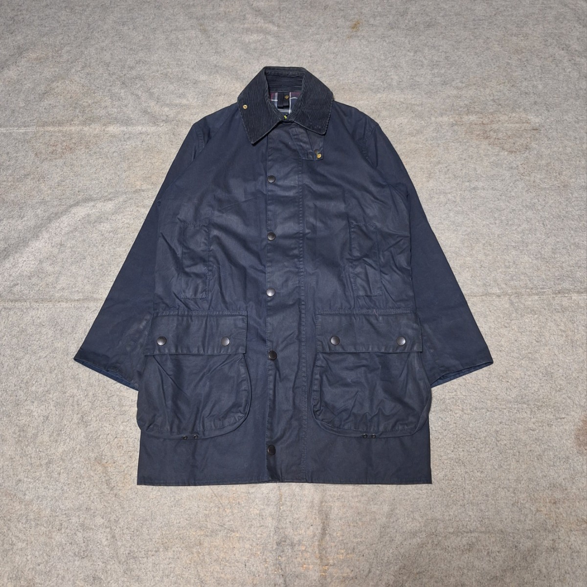 90s 希少サイズ ミント 34 バブアー ボーダー ネイビー Barbour border