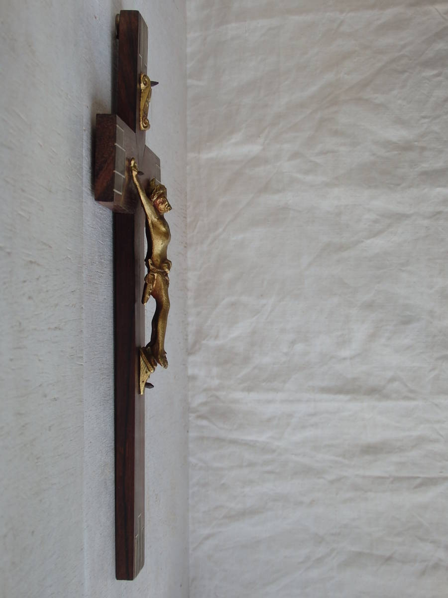 フランスアンティーク 十字架 クロス ウォール 壁掛け キリスト 教会 装飾 インテリア 聖品 蚤の市 ブロカント 古い ヴィンテージ _画像5