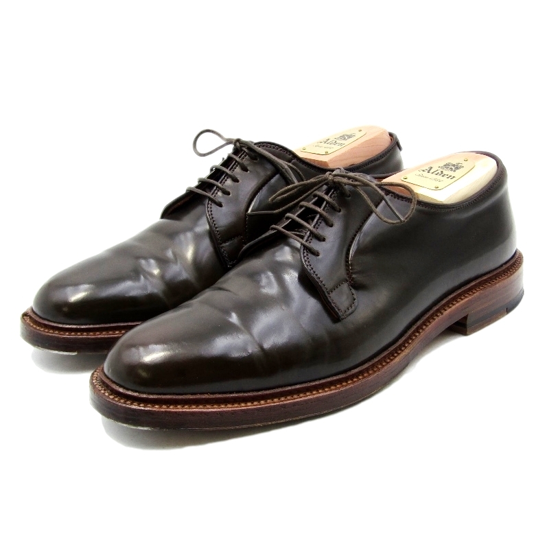 Alden オールデン US9D 27cm プレーントゥ 93911 シェルコードバン バリーラスト 短靴 Plain Toe Blucher シガー 10007046_画像1