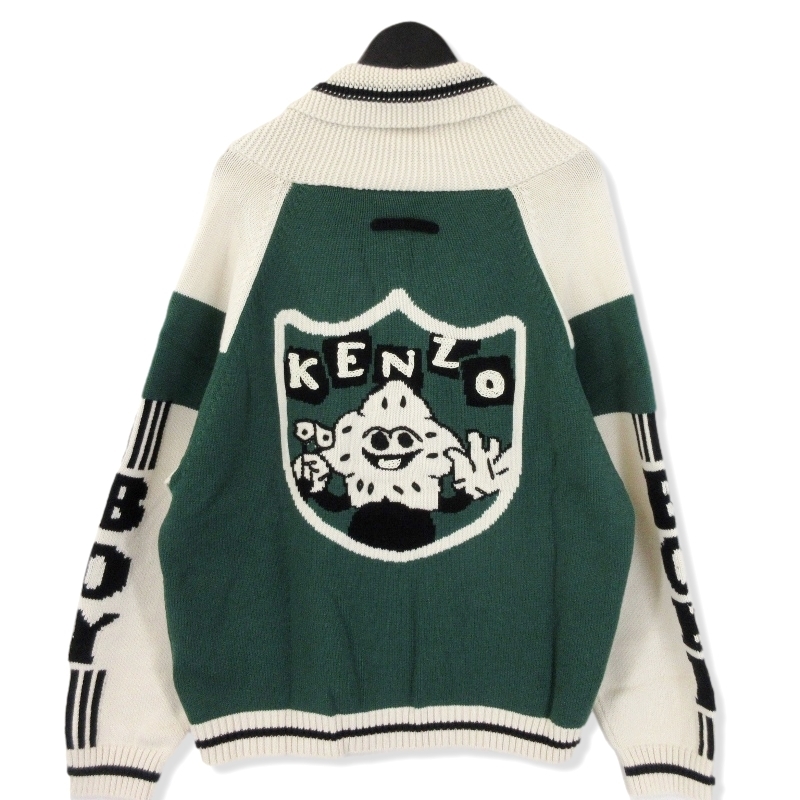 未使用 KENZO ケンゾー カーディガン FD55CA3683BB BOKE BOY CARDIGAN ボケボーイ ニット グラスグリーン L タグ付き 20018092_画像2