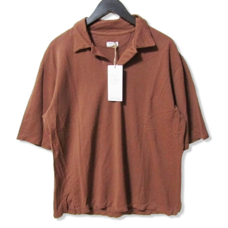 美品 MAATEE＆SONS マーティーアンドサンズ 半袖ポロシャツ MT3103-0803 GARMENT DYED POLO ブラウン 1 タグ付き 27104778_画像1