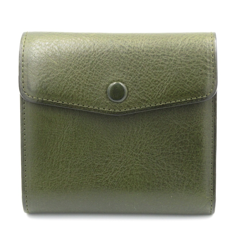 Sinleathers シンレザーズ 二つ折り財布 ミネルバボックス tasca タスカ 日本製 ミニ財布 オリーブ 80006366_画像1
