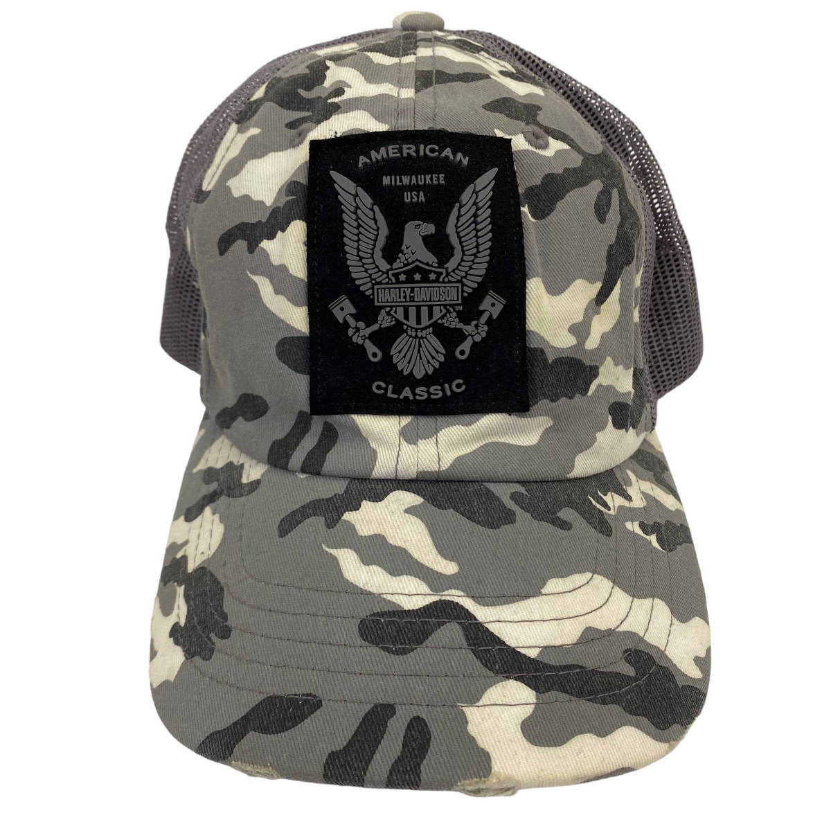 【即決】 HARLEY DAVIDSON ハーレーダビットソン キャップ CAMO PATCH TRUCKER CAP カモ グレー系 ワンサイズ　5042-K_画像2