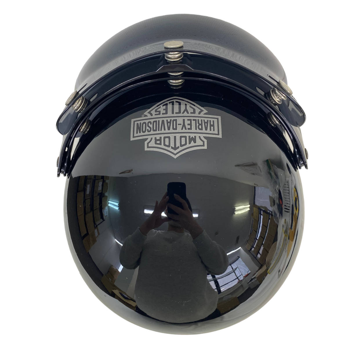 【訳あり】 ハーレーダビッドソン×SHOEI オープンジェット ヘルメット W-4 　黒系　ブラック系　M(57㎝)　5664-100_画像6