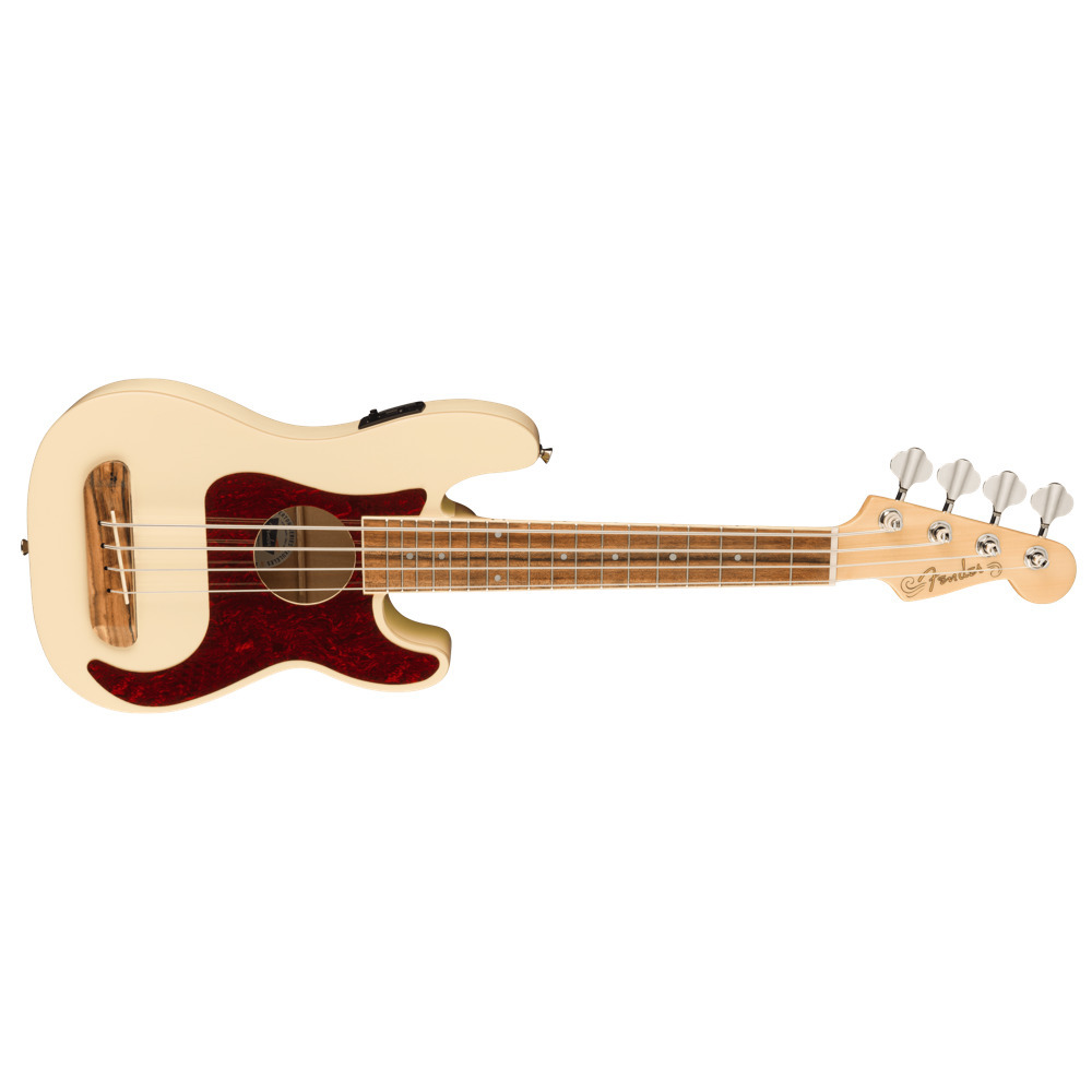 Fender крыло Fullerton Precision Bass Uke Walnut Fingerboard панцирь черепахи рисунок Pickguard Olympic White электрический основа укулеле 