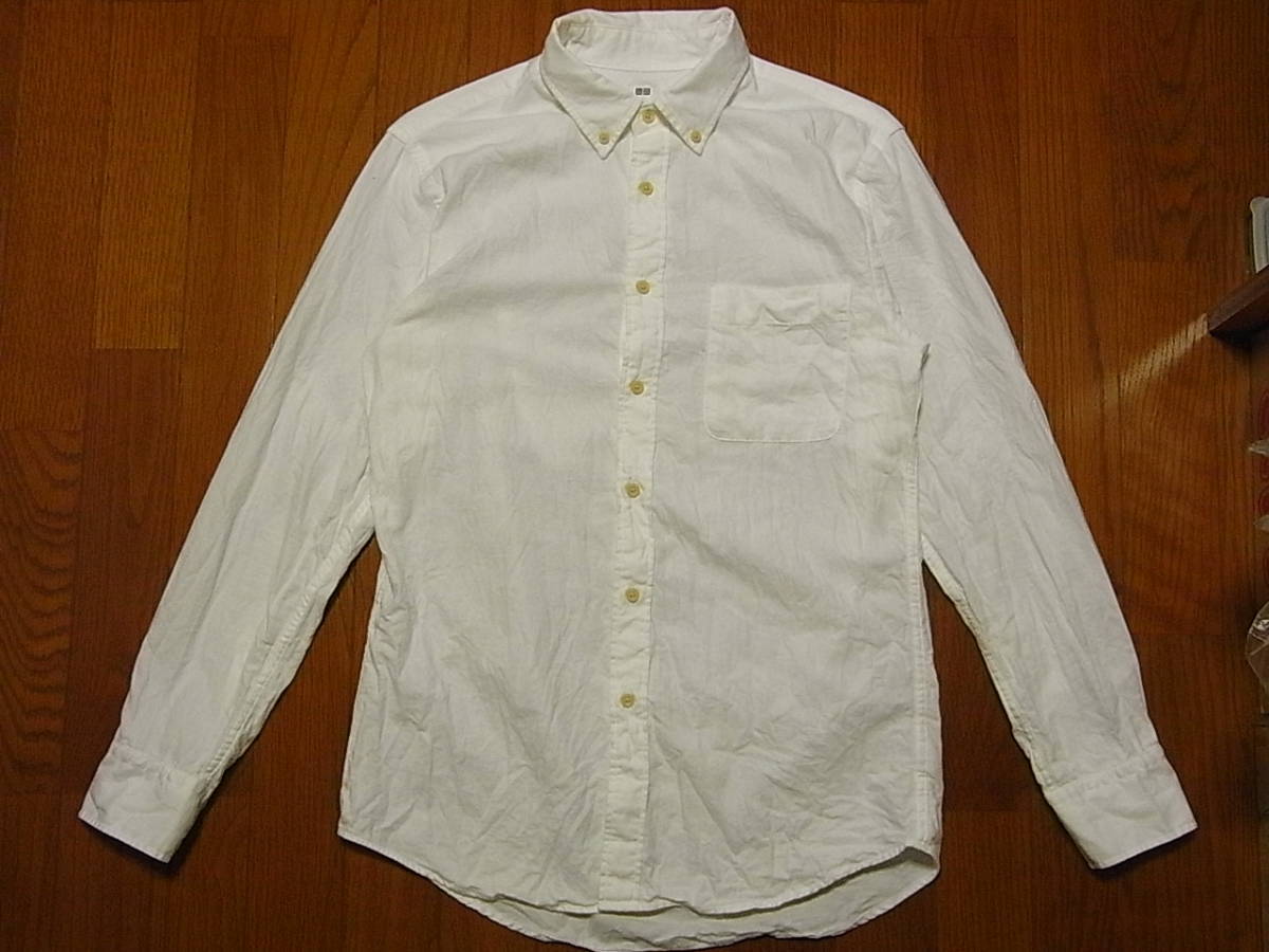 UNIQLO ユニクロ　長袖 BD シャツ　Mサイズ　2枚セット　チェックシャツ & 白シャツ　中古品　GU　アメカジ　_画像3