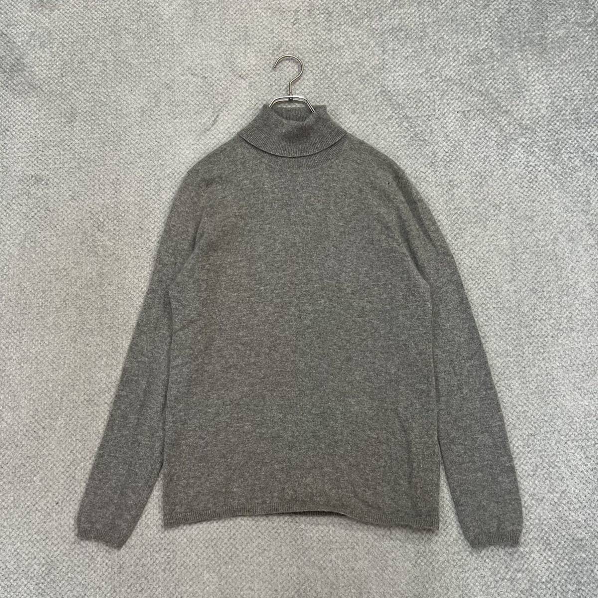 100円スタート♪ （14）UNIQLO ユニクロ　カシミヤ100% タートルネックセーター　サイズXL　カシミヤニット　グレー無地　cashmere_画像1