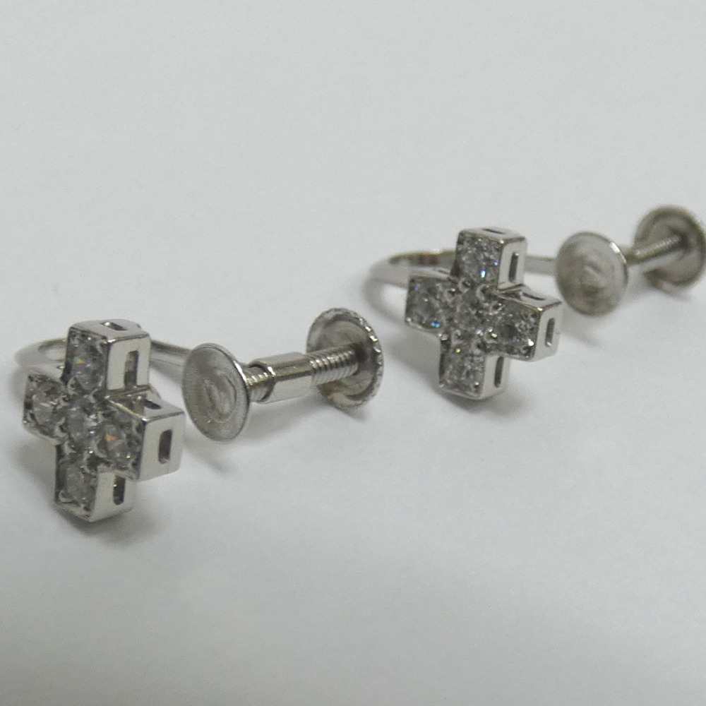 Dz357383 Tiffany earrings Cross diamond k Lucy foam lady's TIFFANY&Co. used 