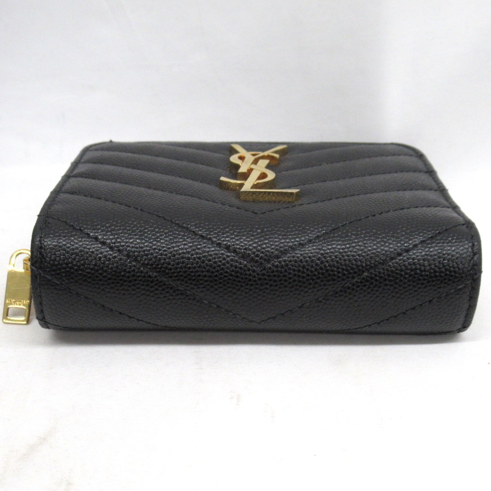 KR48881 イヴ・サンローラン コンパクト財布 ２つ折り財布 レザー モノグラム YSL ブラック 668288 レディース YVES SAINT LAURENT 中古_画像5