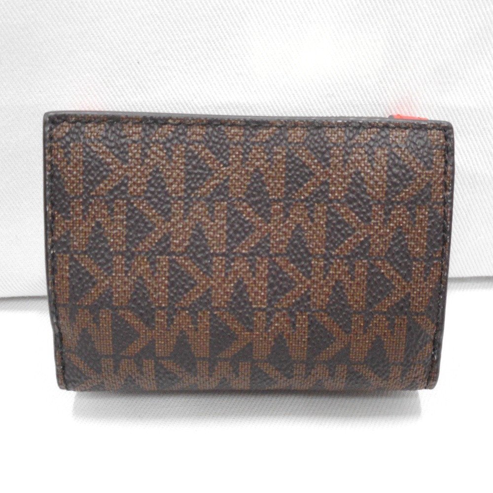 ID334131 マイケルコース コンパクト財布 二つ折り JET SET TRAVEL レディース ブラウンxレッド Michael Kors 中古 美品_画像2