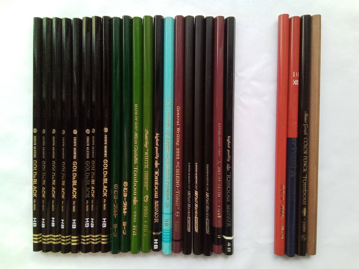 【貴重】４０年近く前の鉛筆２０本＆色鉛筆４本セット♪トンボ、GOLD＆BLACK、ちえの友鉛筆、FujiMarks他_画像1