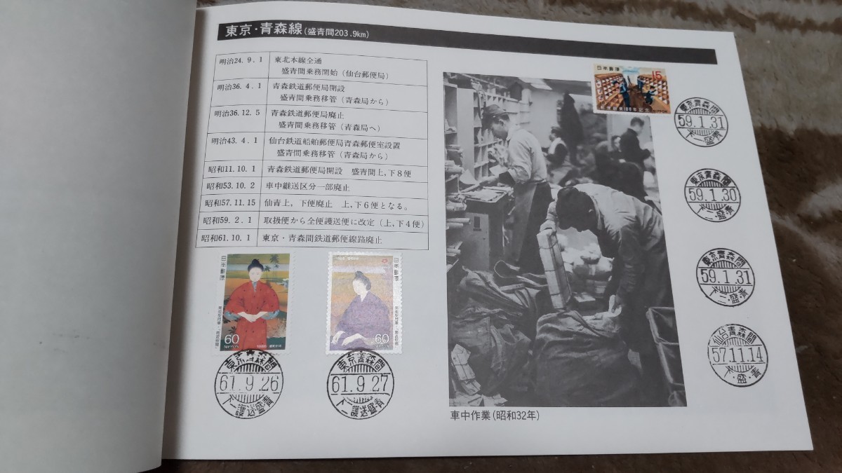 鉄道郵便印 鉄郵印 記念 切手台紙 最終日付印集@3001_画像3