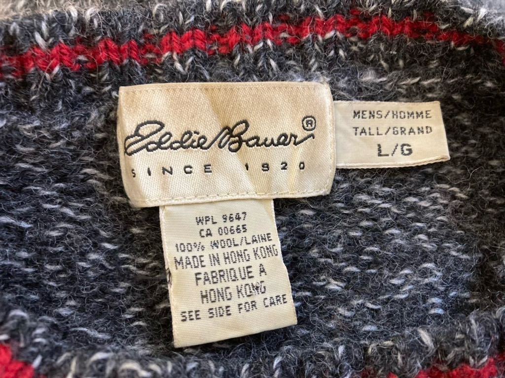 90´s 白タグ Eddie Bauer ウールニットセーター グレージュ 90´s 白タグ Eddie Bauer ウールニットセーター グレージュ
