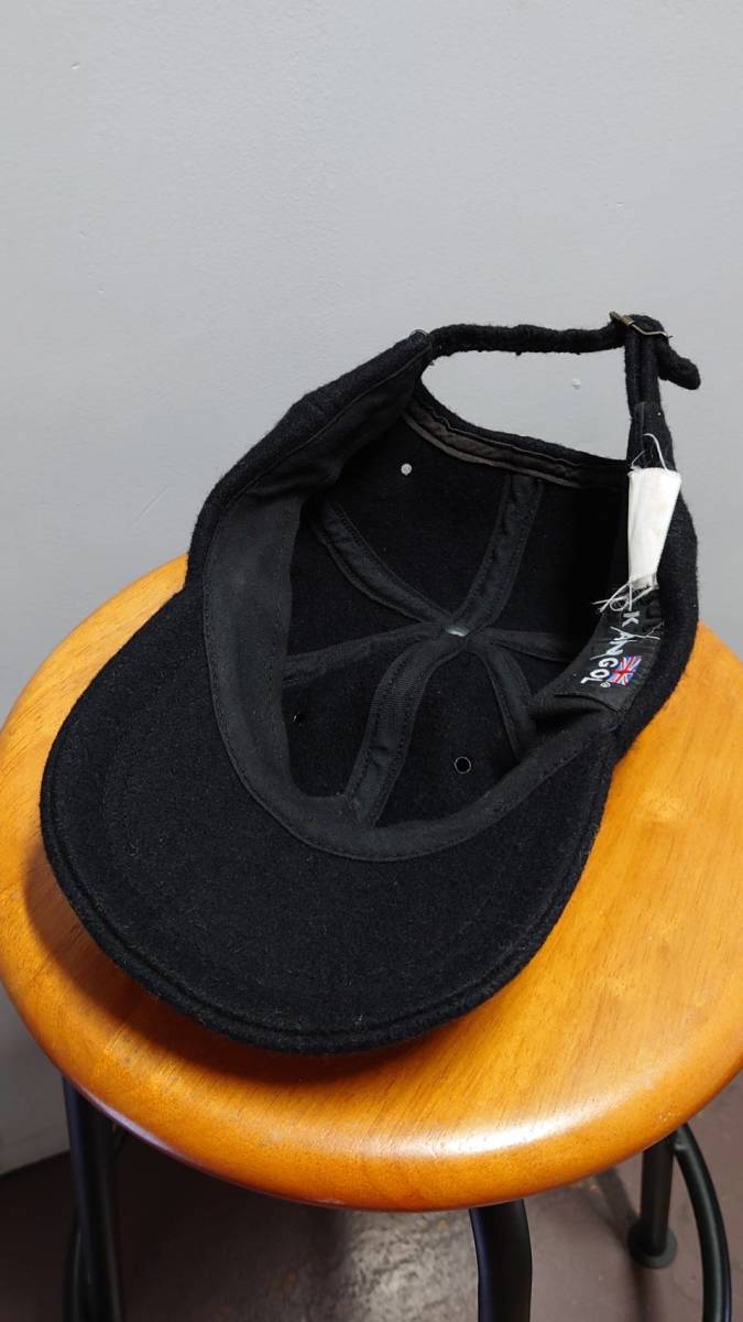 Vintage KANGOL USA製 ウール ベースボール キャップ ブラック ロゴ アジャスター付き 帽子_画像5