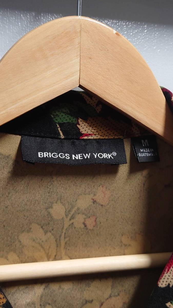 90’s BRIGGS NEW YORK 花柄 オープンカラー シャツジャケット ブラック M 総柄 開襟 長袖_画像2