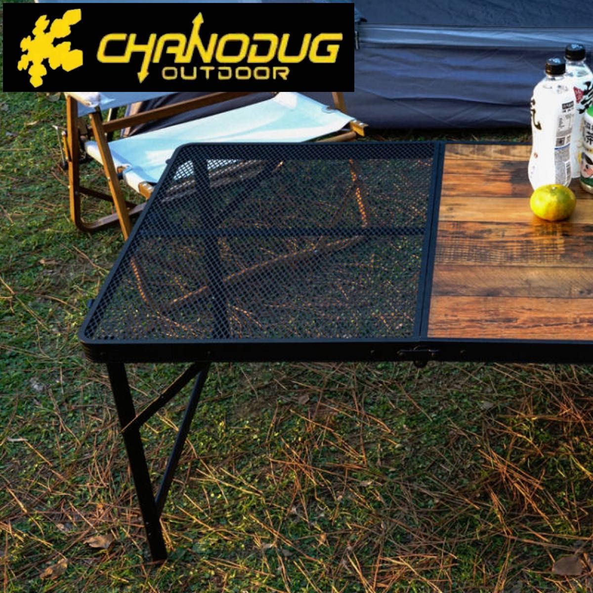 ★CHANODUG OUTDOOR★ハイ＆ロー2WAY ハーフメッシュテーブル★BIGサイズ★折り畳みテーブル★収納ケース付き★