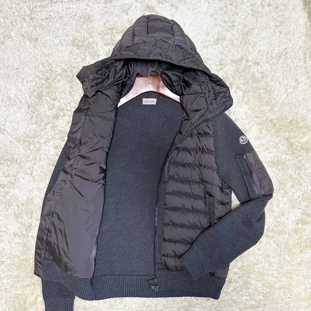 【現行品/極美品】MONCLER モンクレール ニット ダウンジャケット パーカー マグリア カーディガン MAGLIA CARDIGAN L グレー 104_画像1