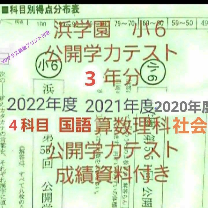 最高の 浜学園 小６ 成績資料付き 公開学力テスト ３年分 ４科目 国語