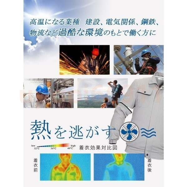 2023 空調服セット 長袖 半袖 両用 おすすめ 空調服 風神 作業服 ファンセット ジャケット 扇風機ファン付き 洗濯可 熱中症対策 USB給電_画像4