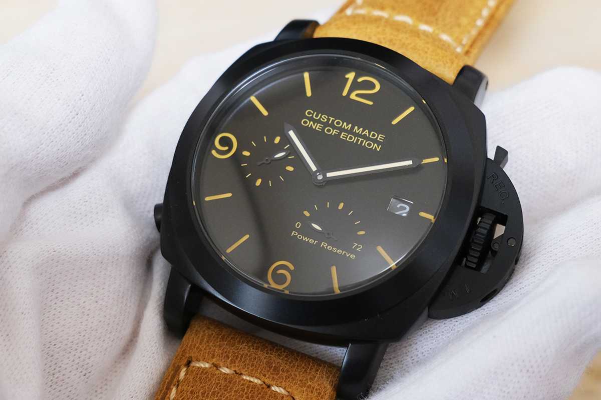 ★処分特価 新品 PARNIS 44mm 自動巻き腕時計 PVD加工