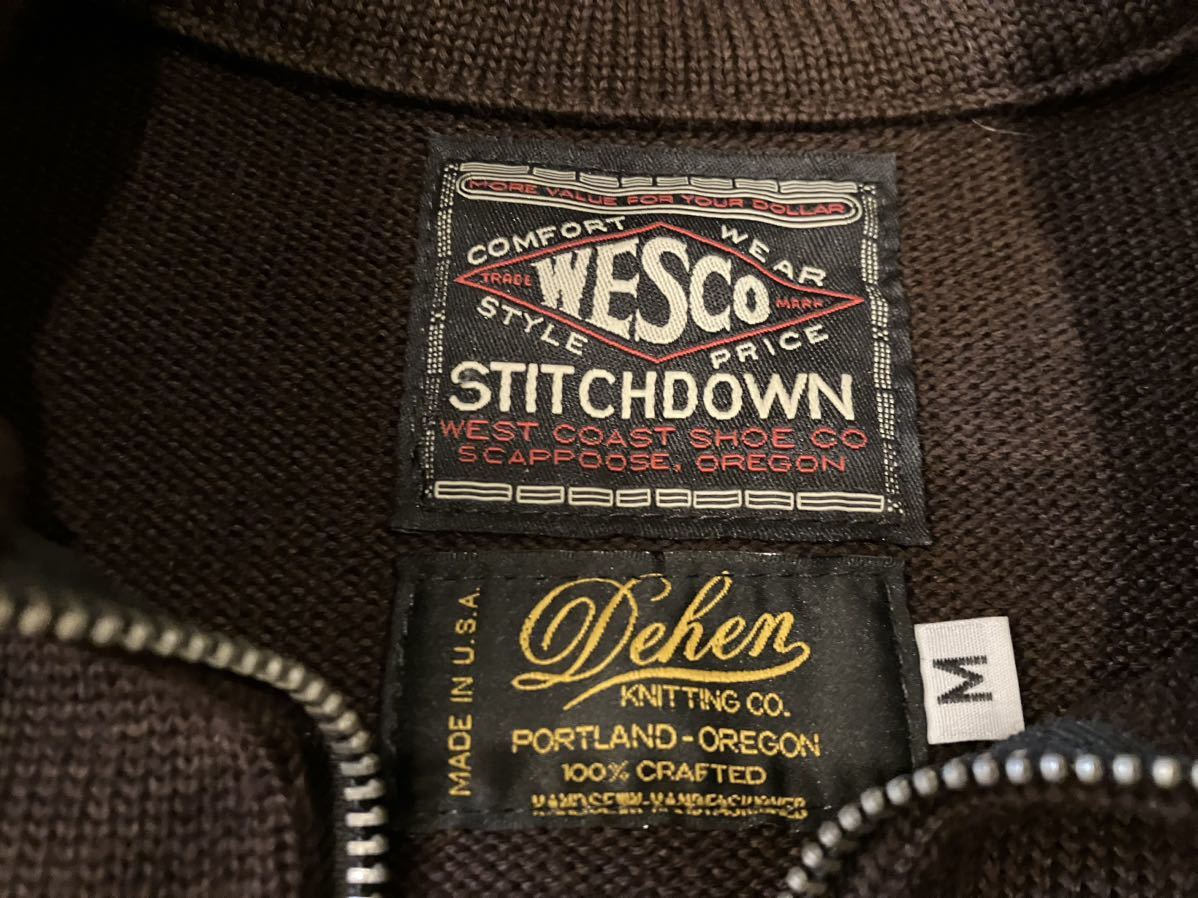 DEHEN　WESCO　ディーエン　ウエスコ　モーターサイクル　セーター　MC　SWEATER　BROWN　袖に穴有　中古_画像3