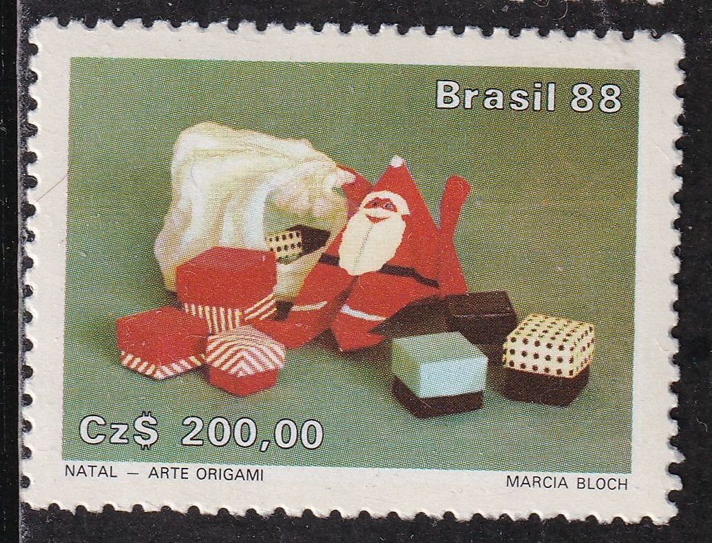 ブラジル切手　クリスマス1988　「サンタクロース」「折り紙」「紙細工」「クリスマスプレゼント」「教会」　1988_画像3