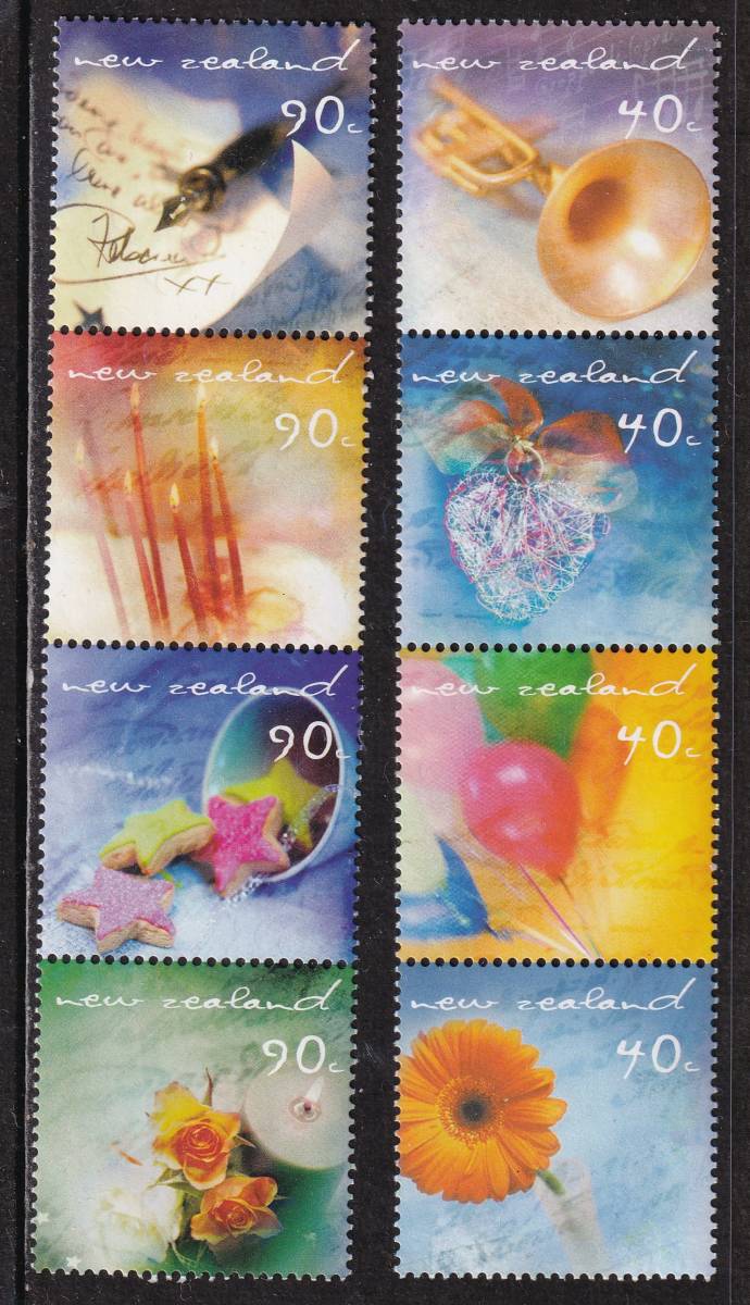  New Zealand stamp trumpet candy - fountain pen candle ribbon manner boat rose gerbera 