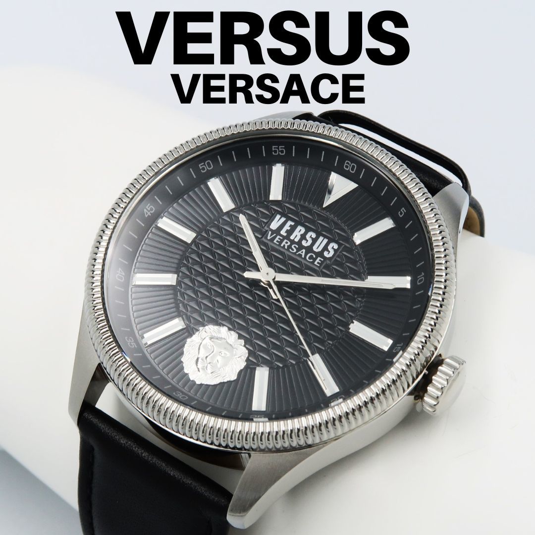 新品 VERSUS VERSACE　ヴェルサーチ 腕時計 黒レザー　電池式　_画像1