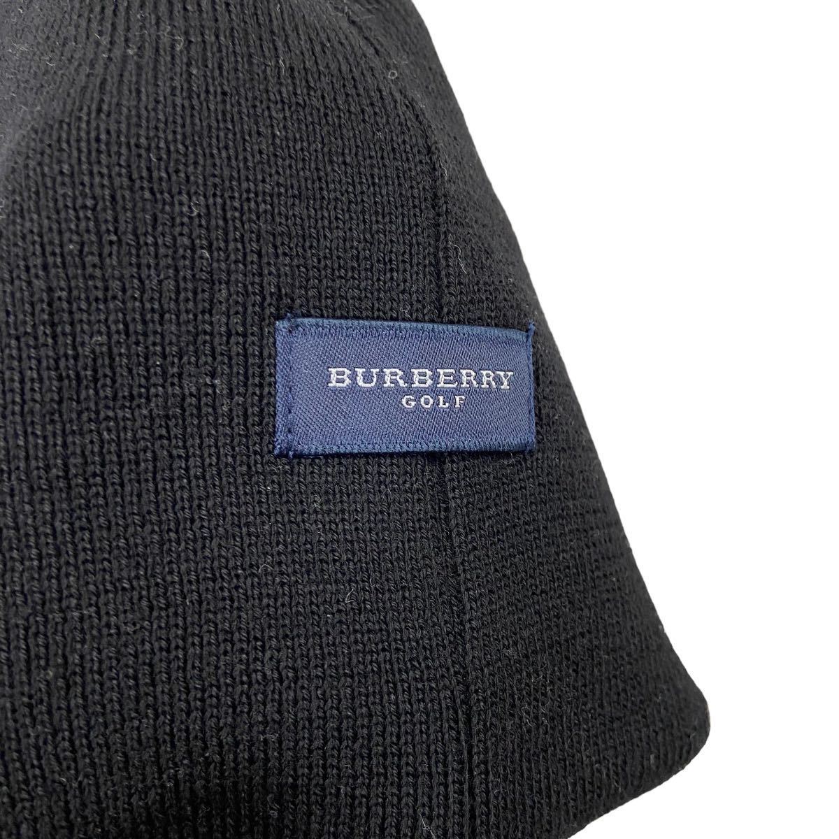 美品 BURBERRY GOLF バーバリーゴルフ ニット帽 キャップ ビーニー ブラック ロゴ ニットキャップ ユニセックス 帽子 日本製 服飾小物_画像4