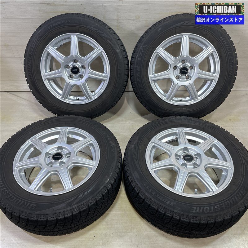 プリウス 等 TOPRUN 6-15+45 5H100 ブリヂストン VRX 195/65R15 15インチ スタッドレス 4本セット 009k_画像1