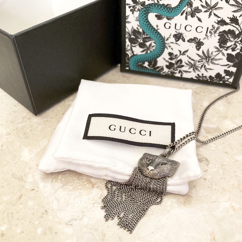 GUCCI】希少 キャット シルバー ネックレス ネコ 猫 キャットヘッド