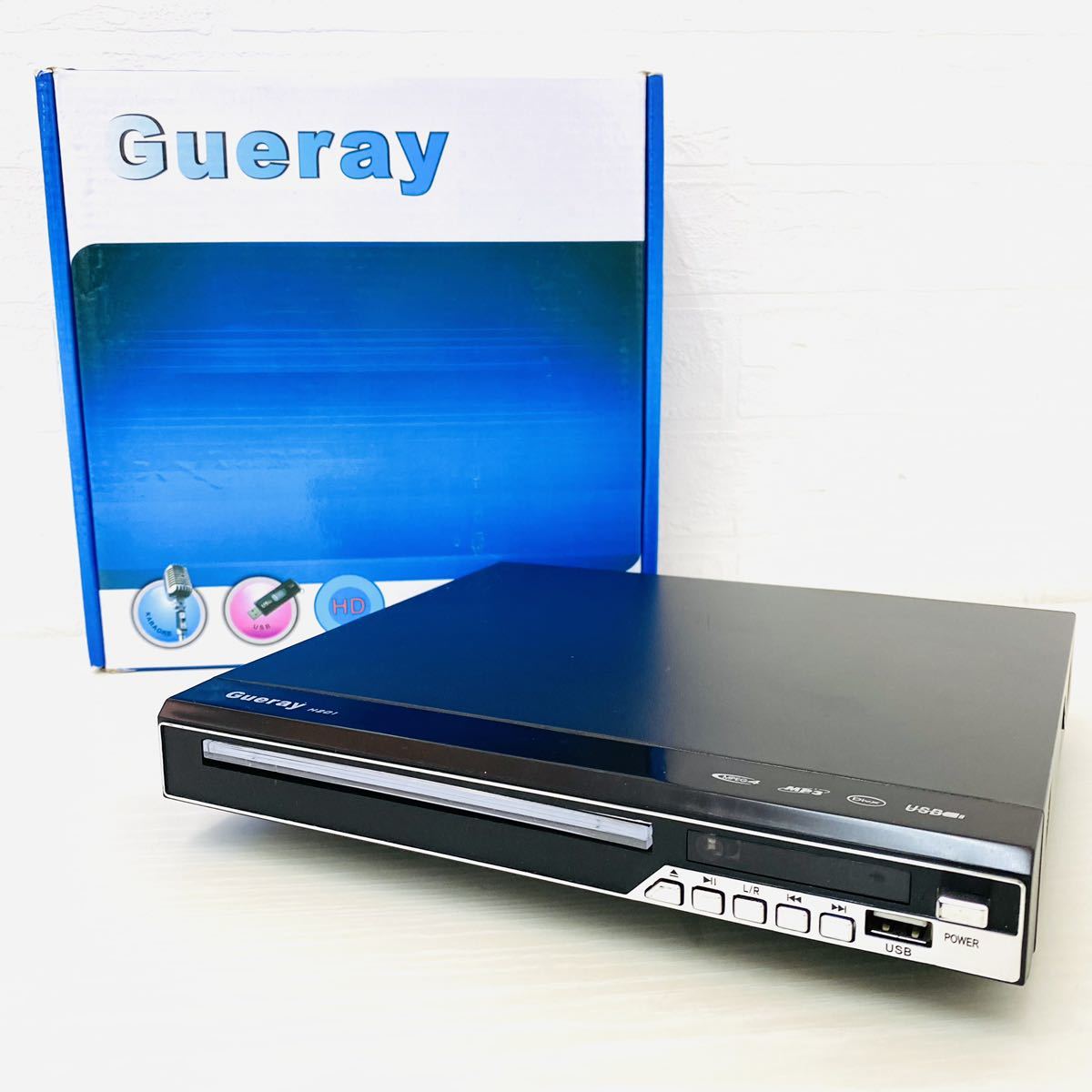 ★ 通電確認済み ★ Gueray H201 DVDプレイヤー DVD X000WQ2FNR カラオケ USB HD リモコン 黒 BLACK NK_画像1