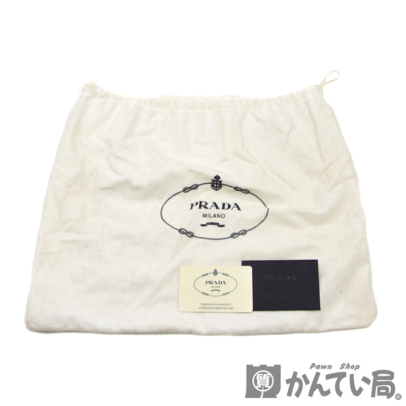 18635 PRADA【プラダ】ミニハンドバッグ キャンバス ビーズステッチ グレー系 トートバッグ レディース【中古】USED-B_画像10