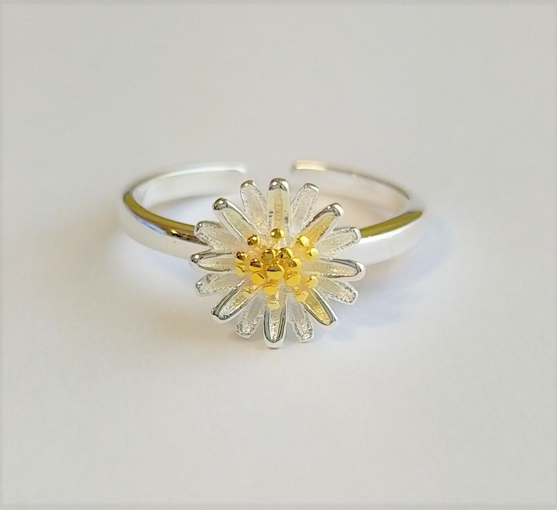 デイジー リング フラワー 花 サイズ調節可能 指輪 シルバー 925 銀　かわいい_画像7