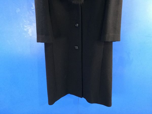 10【 LOBJIE 】ロングコート カシミア40％ 9号 ファー付き 洋服 防寒 ファッション 100_画像3